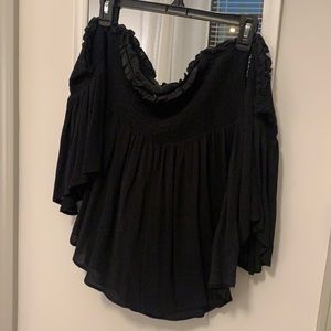 Black off the shoulder flowy shirt